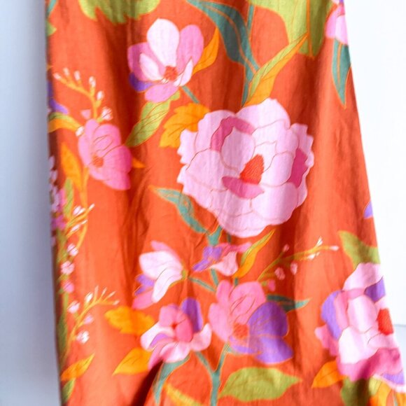 Caroline Constas Halter Dress Orange Floral Linen Blend Embroidered NWT M - Picture 3 of 10